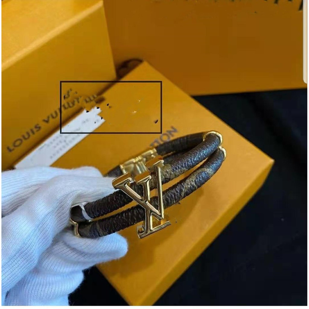 COD&Readystock】Korean style LV leather bracelet fashion jewelry