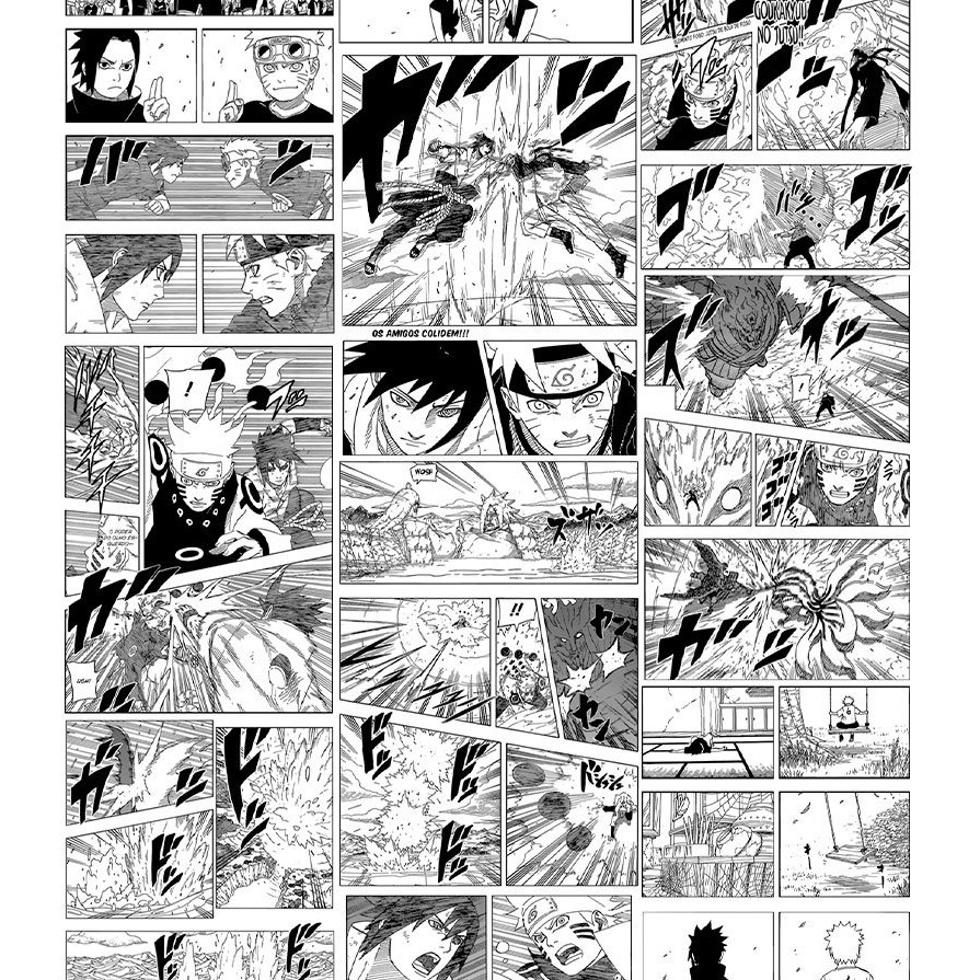 Papel De Parede Adesivo Lavável Sala e Quarto Mangá Naruto vs Sasuke Anime