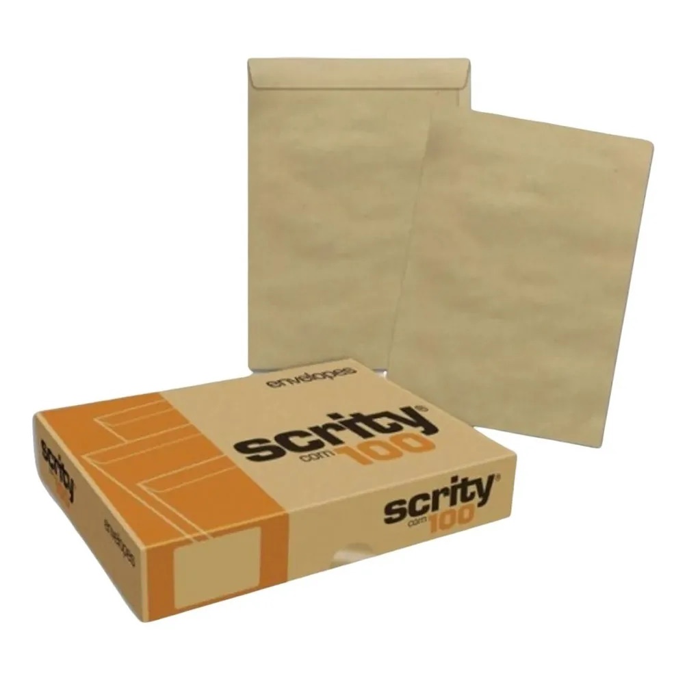 Envelope A4 Saco Kraft Natural 22x32cm Scrity 100 Unidadesp | Shopee Brasil