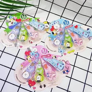 4 Pçs / Set Kpop Bts Bt21 Correção Corre @ @ Ta Fita Papelaria Corrector Papelia Estudante Caçoa A Escola Presente Suprimentos Chimmy Cooky Koya Mang Rj Shooky Tata