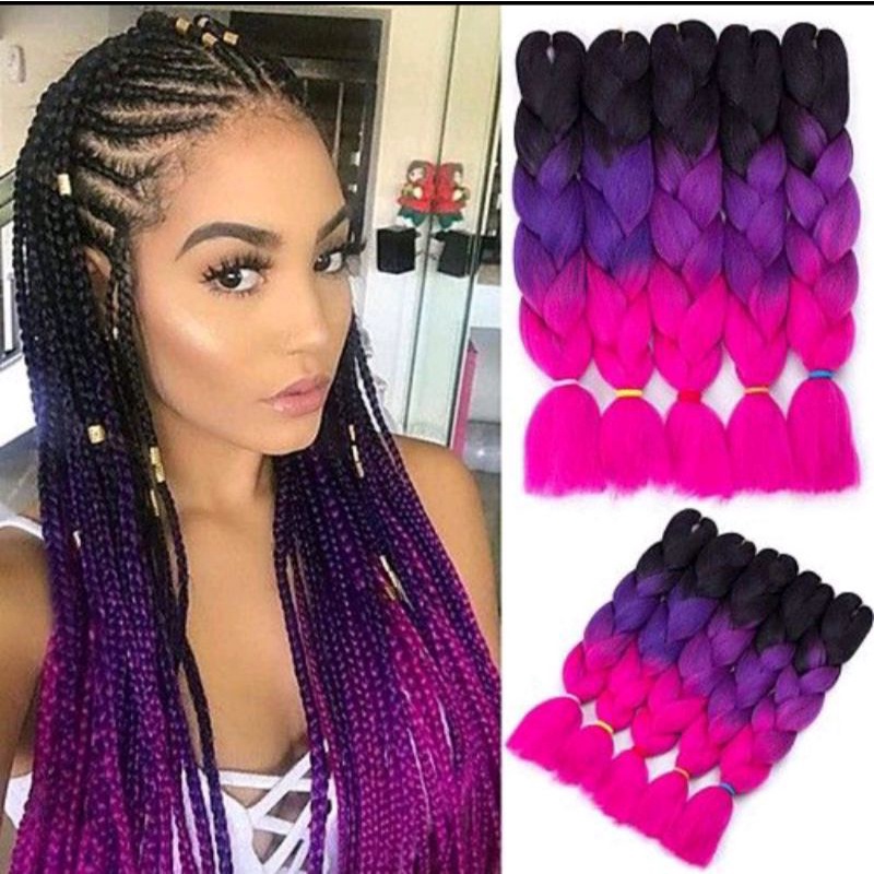 Jumbo de três cores coloridas para trança boxeadora nagô penteados ...