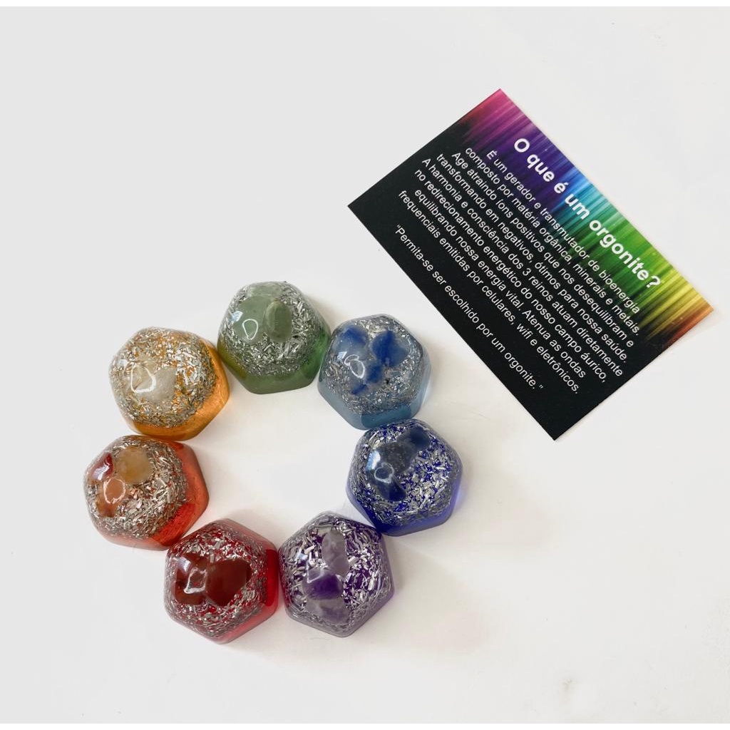 Orgonite 7 Chakras 2,5 cm Equilíbrio Alinhamento de Energia