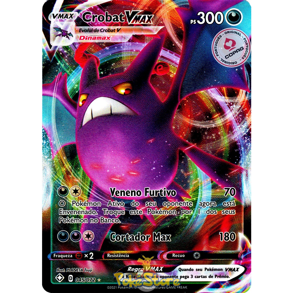 Carta Pokemon Crobat VMAX Português Shiny Card Original Copag | Shopee ...