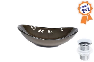 Cuba De Vidro Oval 47cm Marrom + Válvula Click