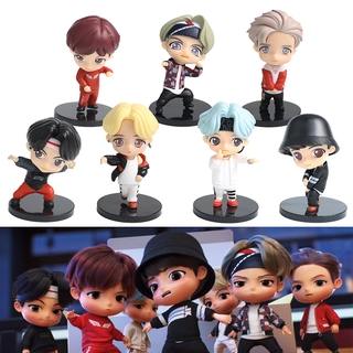 7Pcs/Set BTS TinyTAN Mini Figura Bangtan Boys Grupos Anime Figurine Toy TOP Group A.R.M.Y Boneca De Ídolos Modelo PVC Ornamento Kpop Merchandise