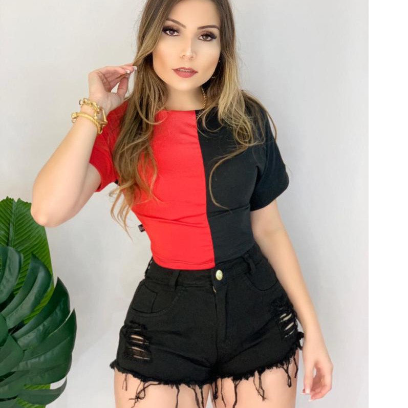 Short preto desfiado cintura hot sale alta