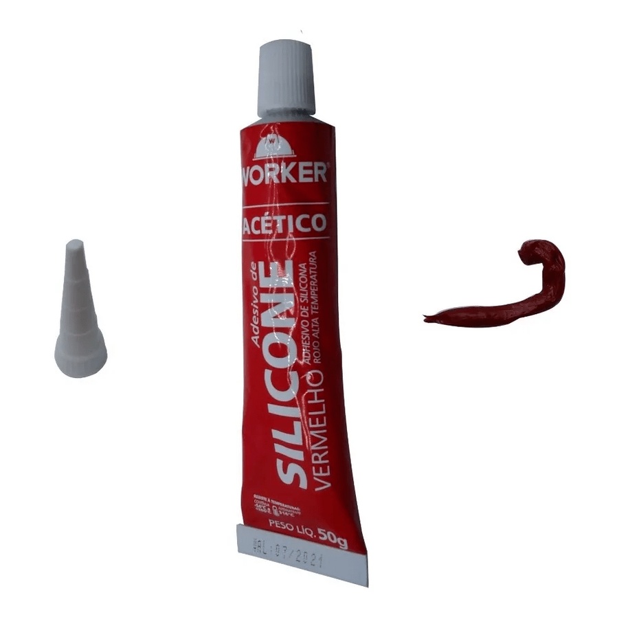 Cola Silicone de Alta Temperatura Vermelho Para Vedações de Vidro de Fornos  Até 315°