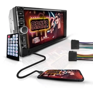 Kit de Central Multimídia Universal 2 Din MP5 Bluetooth Espelhamento Dvd Câmera de Ré