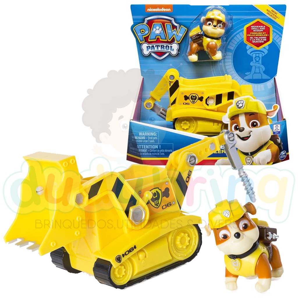 Brinquedo Da Patrulha Canina Boneco Do Rubble Com Carrinho | Shopee Brasil