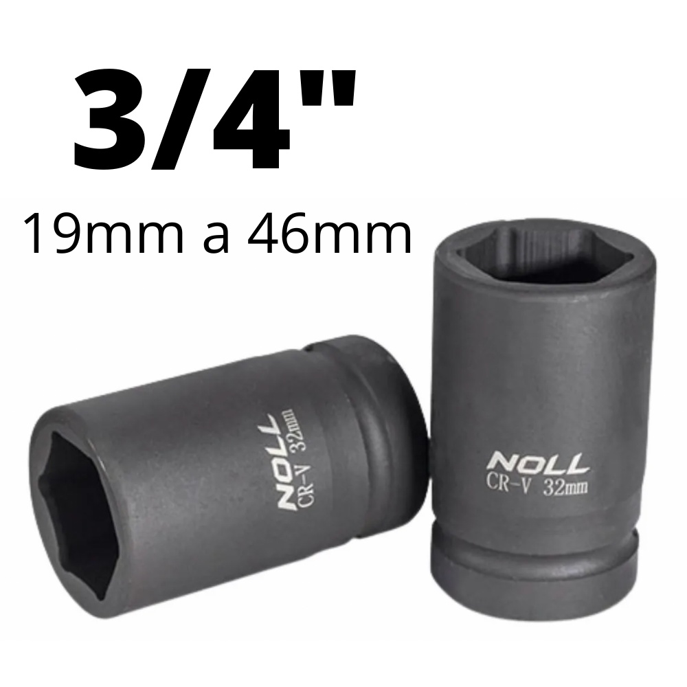 Soquete de Impacto Sextavado Longo 3/4" - 19 a 46mm - Noll