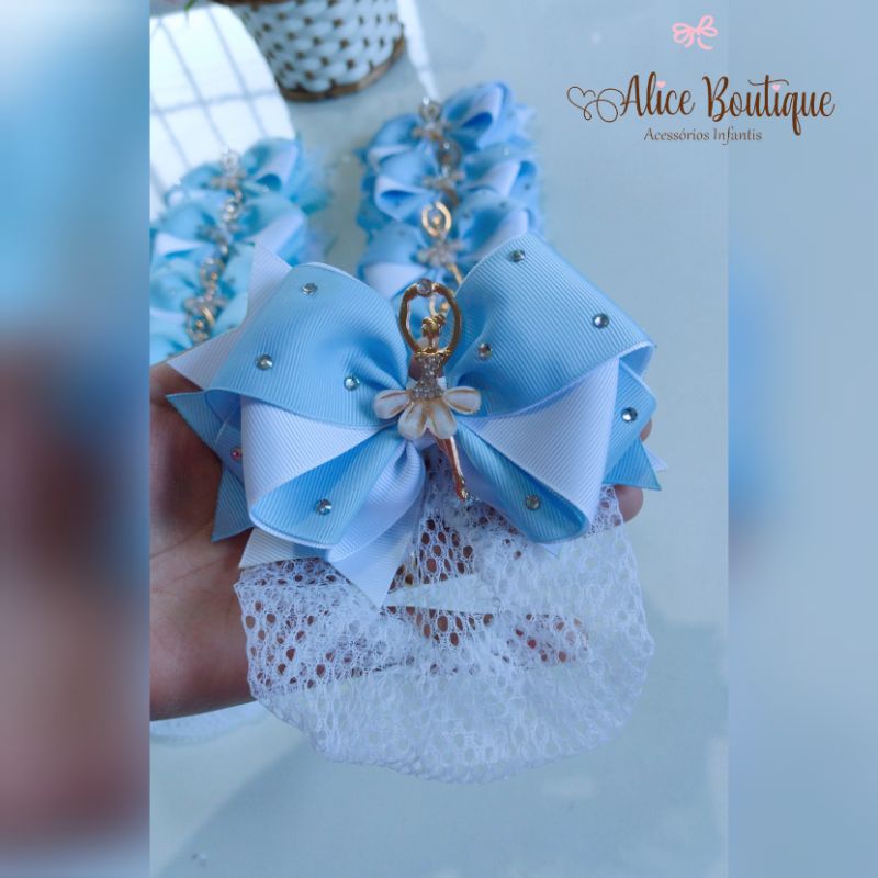 Porta coque bailarina/ laço com redinha para coque menina /infantil ...