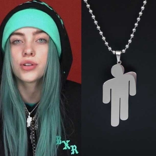 Billie Eilish Colar De Corrente De Aço Inoxidável Com Pingente Redondo