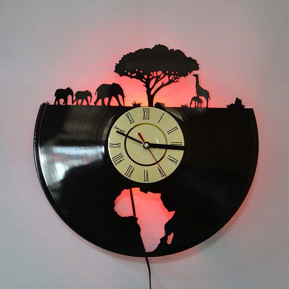 Relógio Disco De Vinil Decoração com Led
