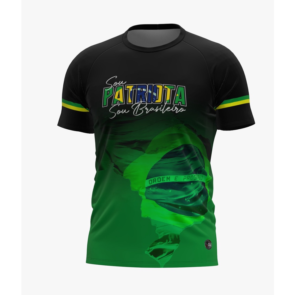 CAMISA, CAMISETA BRASIL SOU PATRIOTA MANGA CURTA PROTECAO SOLAR UV50+
