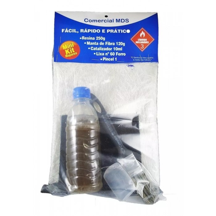 Kit Reparo Fibra De Vidro Manta Resina Pincel E Catalizador