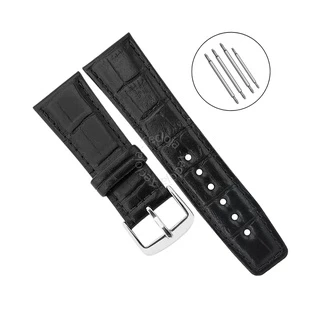 Pulseira de Couro Croco Preta Para Relógio do 18mm ao 26mm