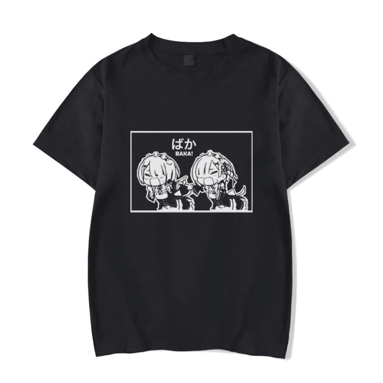 Camiseta Unissex Algodão Re:Zero Ram Rem Baka Anime Mangá
