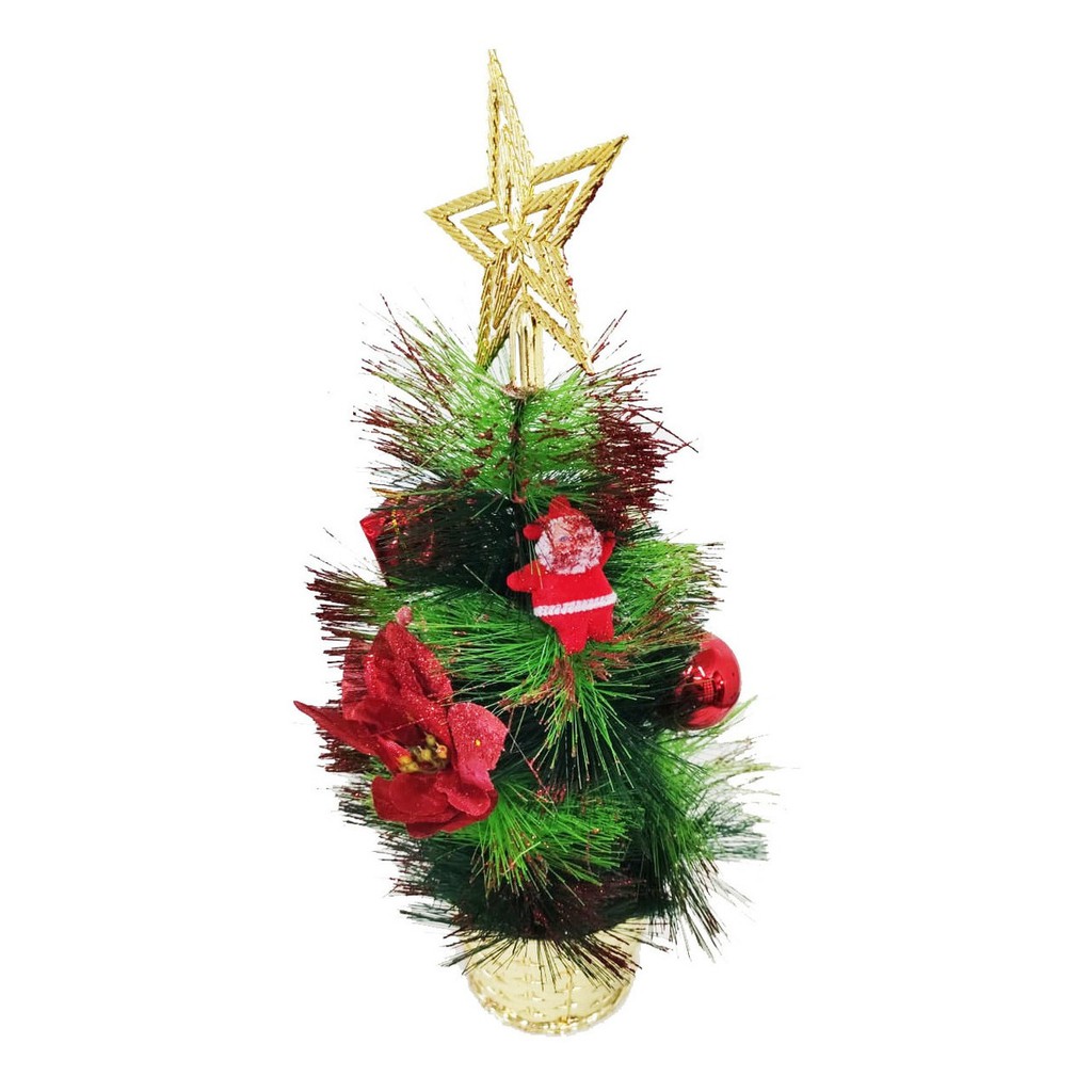 Árvore De Natal Dourada Com Led 130x45cm Decorada Exclusivo