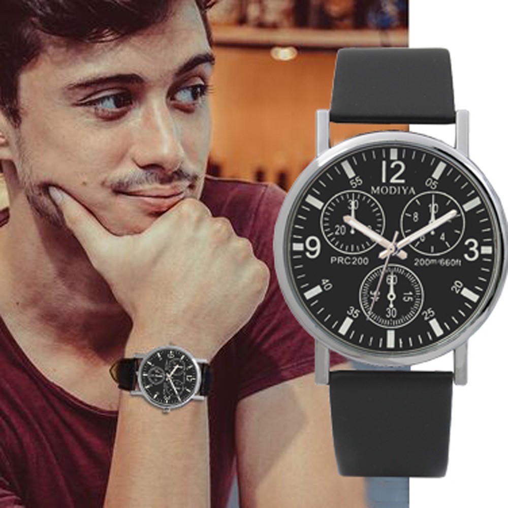 relógio masculino social de couro modiya com 3 mostradores | Shopee Brasil
