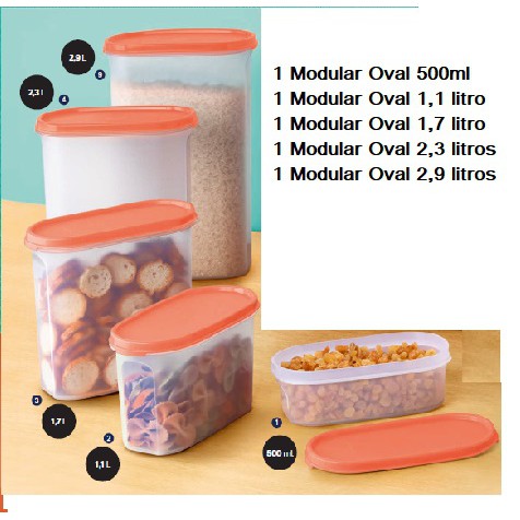 Kit Modular Oval (06 pc) Tupperware | Shopee Brasil