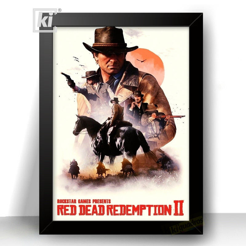 Quadro decorativo com moldura e vidro Red Dead Redemption 2 mapa