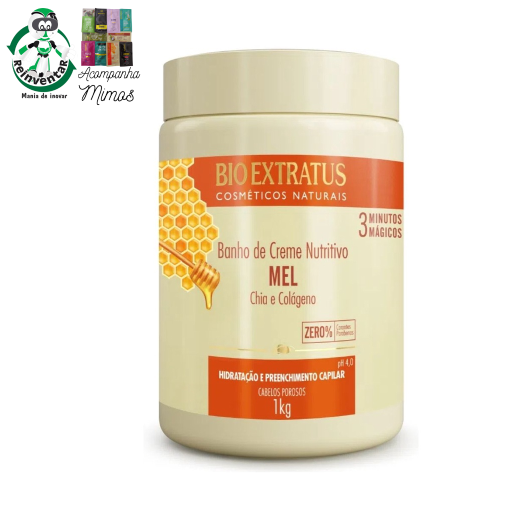 Banho de Creme Nutritivo Mel 1Kg Bio Extratus 3 Min Magicos