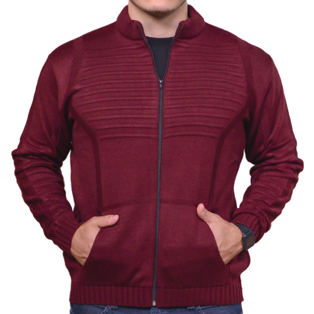 Blusa De Frio Jaqueta Masculina Com Bolso E Ziper Tricot