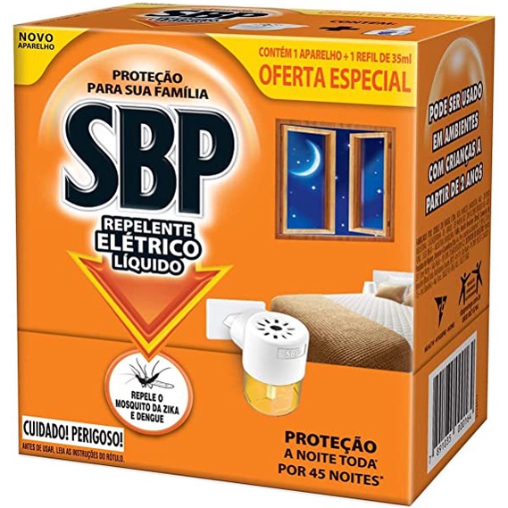 SBP REPELENTE Elétrico Líquido Aparelho + Refil De 45 Noites