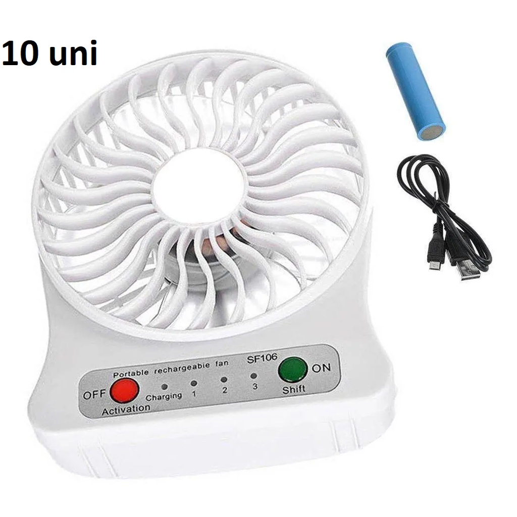 Kit 10 Mini Ventilador Port?til Recarreg?vel Usb 3 Velocidades | Shopee ...