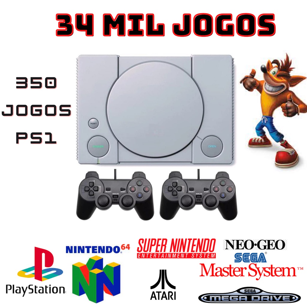 Mini Playstation 1 com 93 MIL jogos retrô 350 jogos de ps1 e 2
