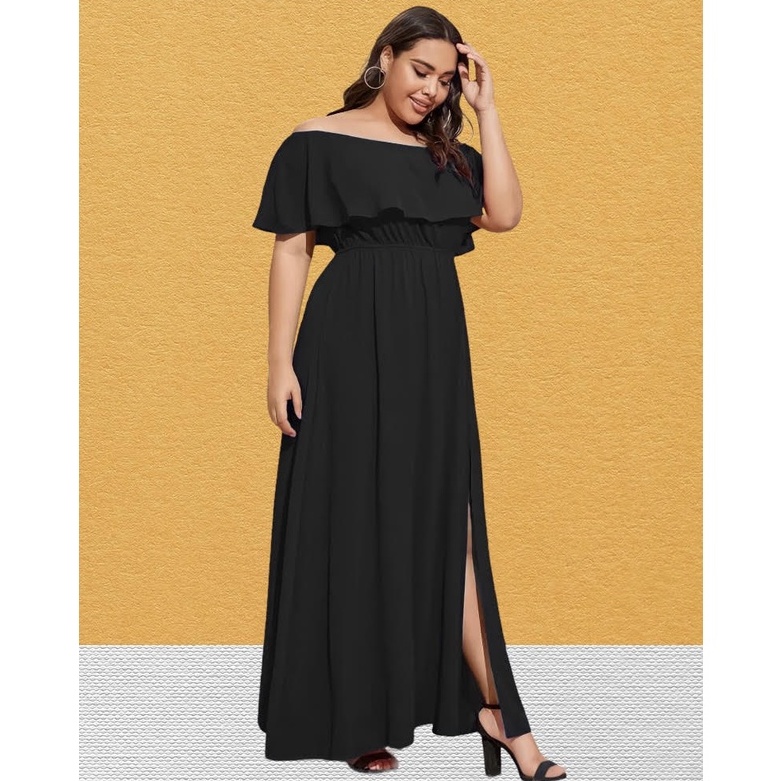 Vestido Plus Size Longo Festa Casual Para Mulher Moderna