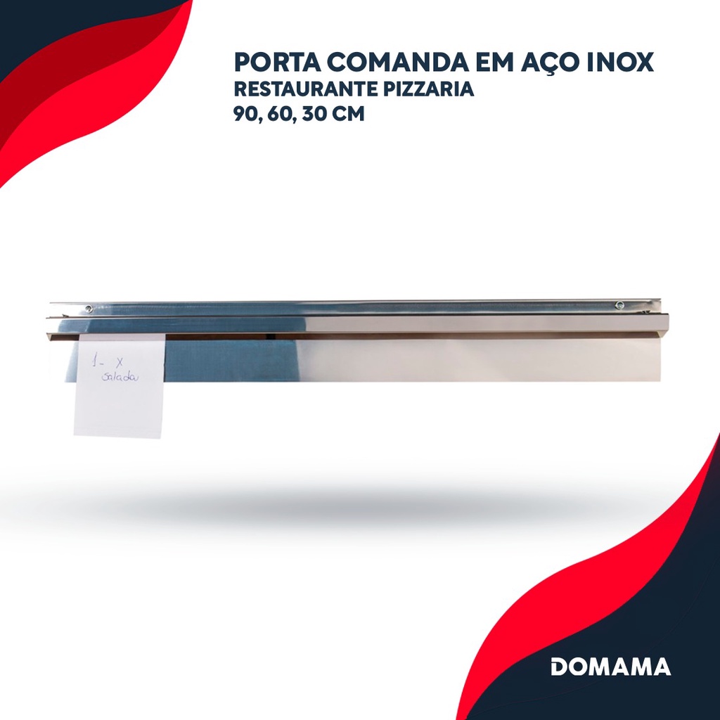 Porta Comanda em Aço inox Restaurante Pizzaria 90, 60, 30 cm Domama