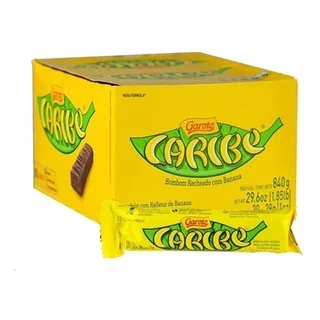 Chocolate Caribe Recheado de Banana Com 30un Garoto