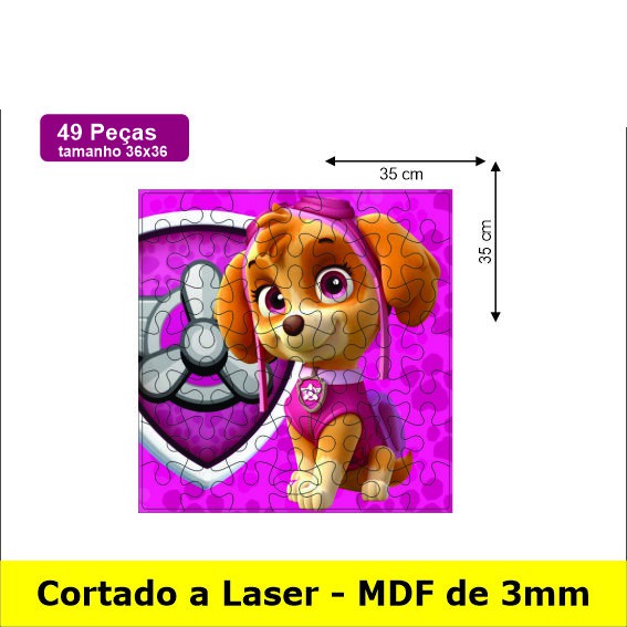 Quebra Cabeça Infantil Patrulha Canina Mdf 49 Peças C/ Caixa