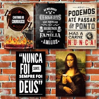 Kit 5 Placas Quadros Decorativos Tema Churrasco E Cerveja
