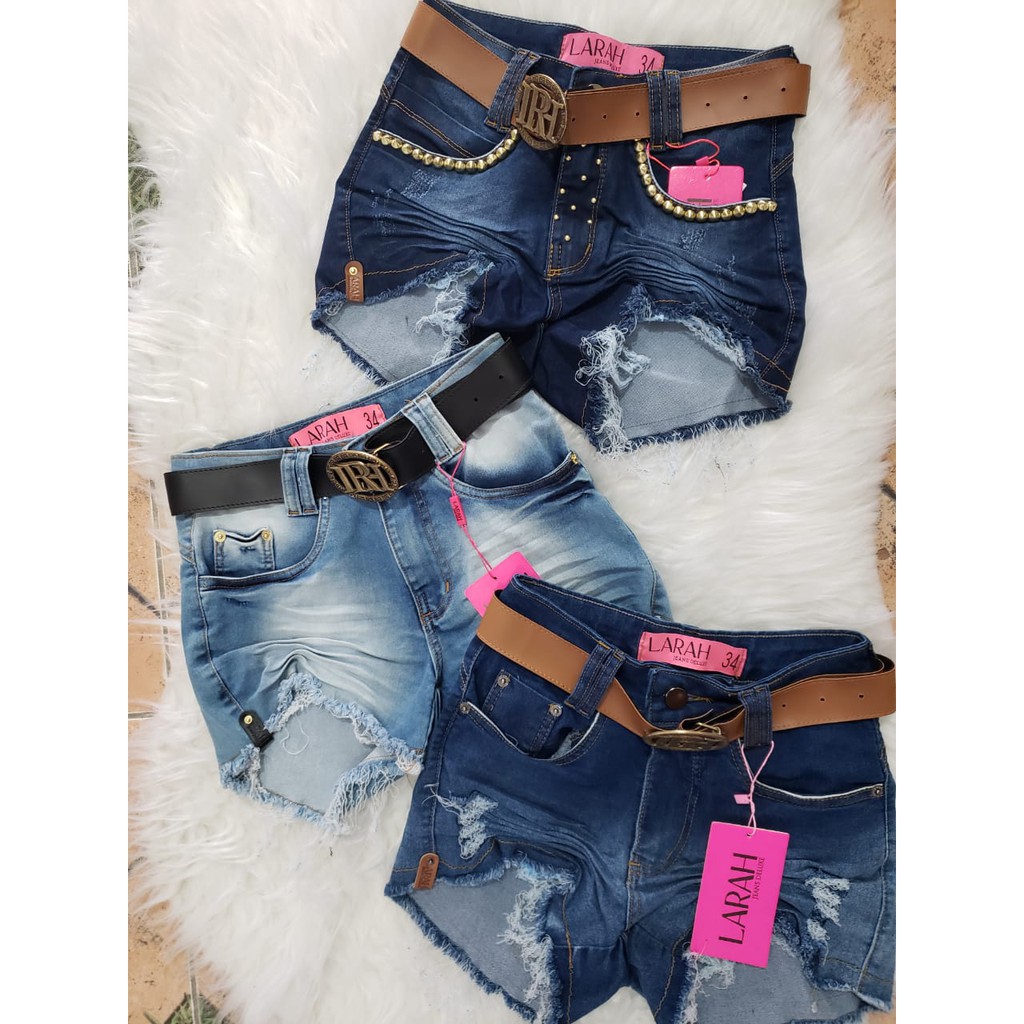 Shorts com cinto store jeans