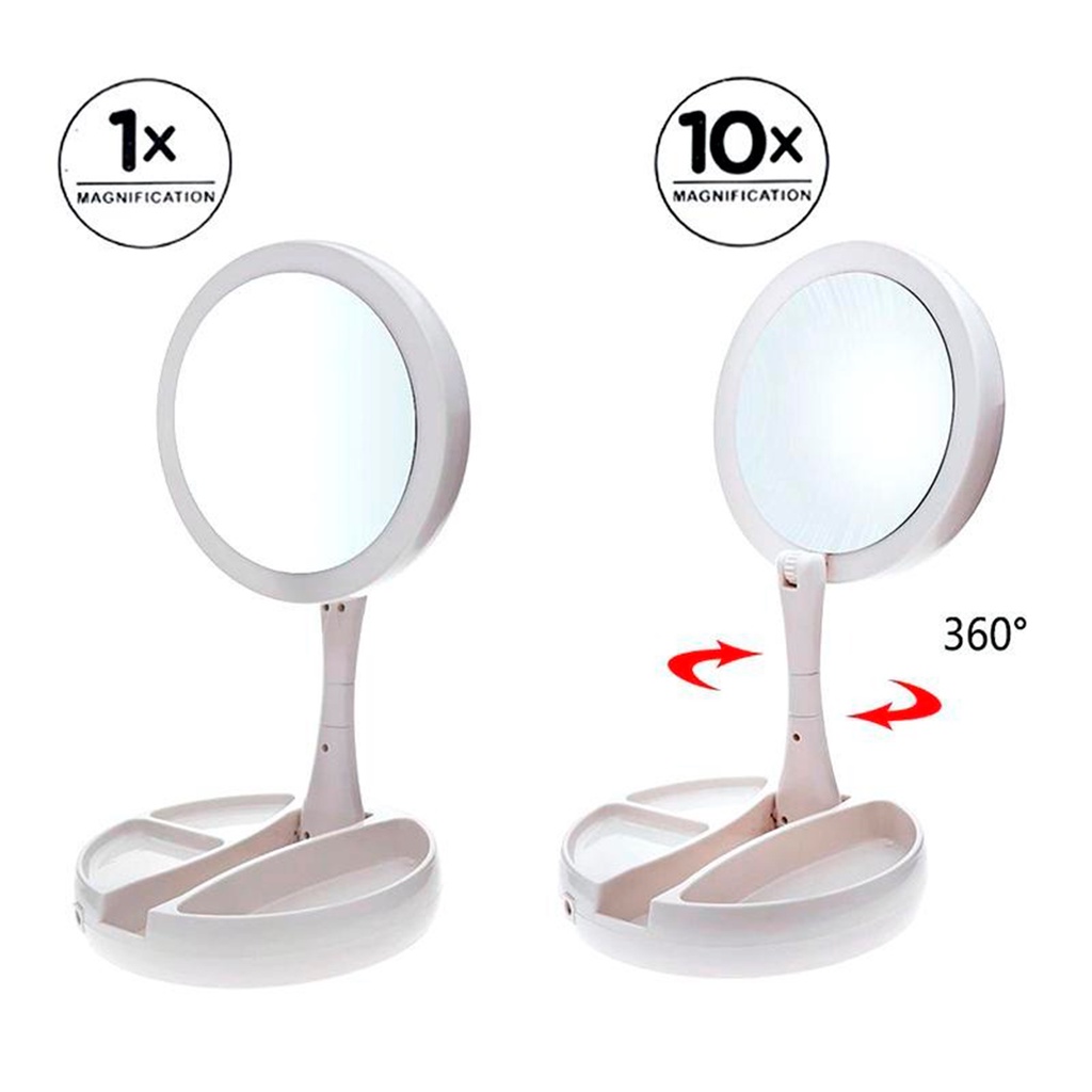 Espelho De aumento 10x maquiagem dobravel com Led | Shopee Brasil