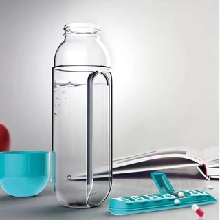 Garrafa 600ML para Academia Fitness de Água com Porta Comprimidos