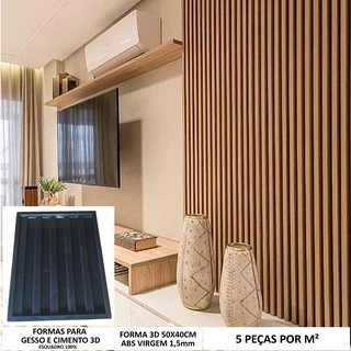 Forma 3d Ripado 50x40cm em ABS 1,5mm Molde Para Gesso ou Cimento 3d