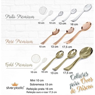 50 un colher para ovo de colher páscoa 2024 prata ouro rose p m ou g