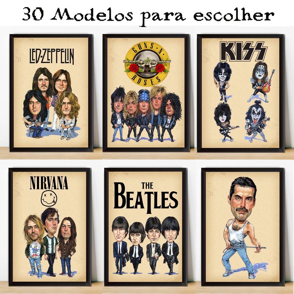 Quadro Decorativo Caricaturas Rock A3(33x42cm) | Shopee Brasil