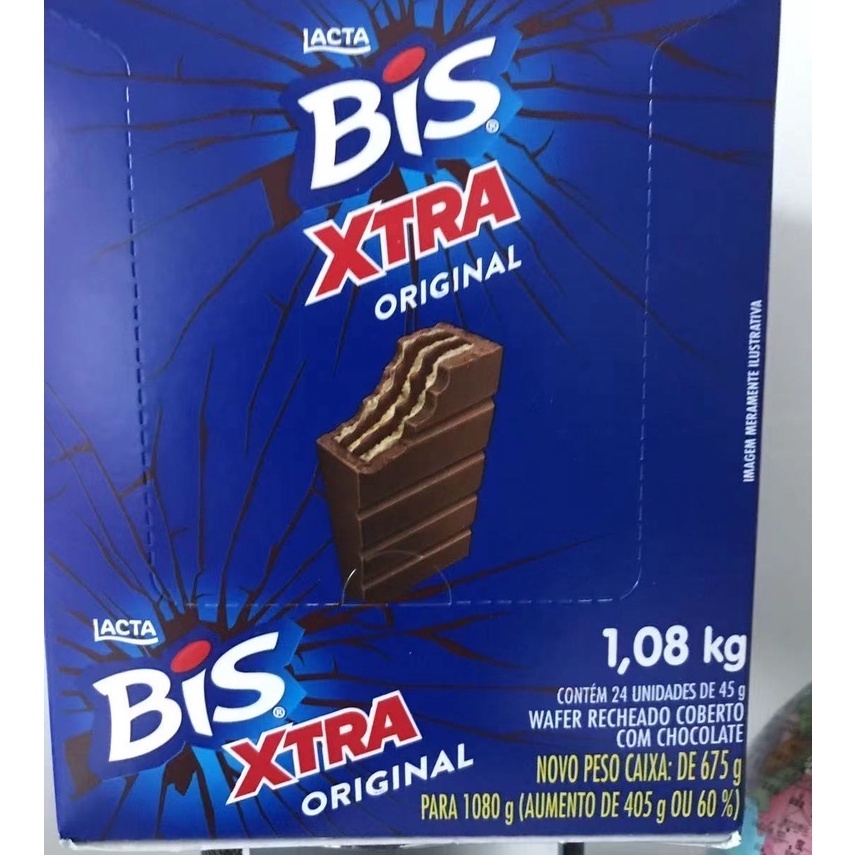 Chocolate Bis Xtra Ao Leite 1,08Kg Lacta 45g Caixa C/ 24 Unidades