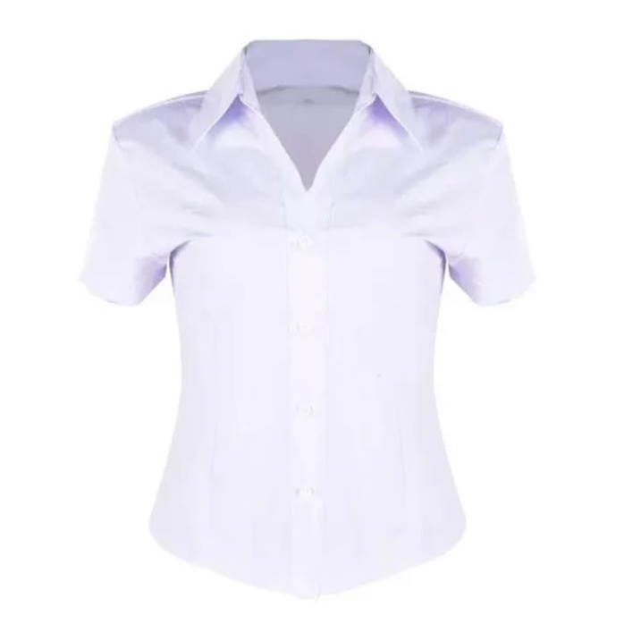 Camisete feminina store branca manga curta