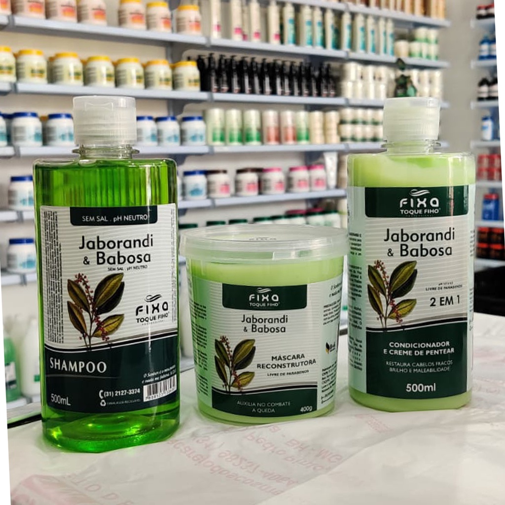 Kit Tratamento Capilar Jaborandi Com Babosa (Aloe Vera) 500ML - Combate a  Queda Capilar - Shampoo, Condicionador e Mscara - Crescimento Capilar |  Shopee Brasil