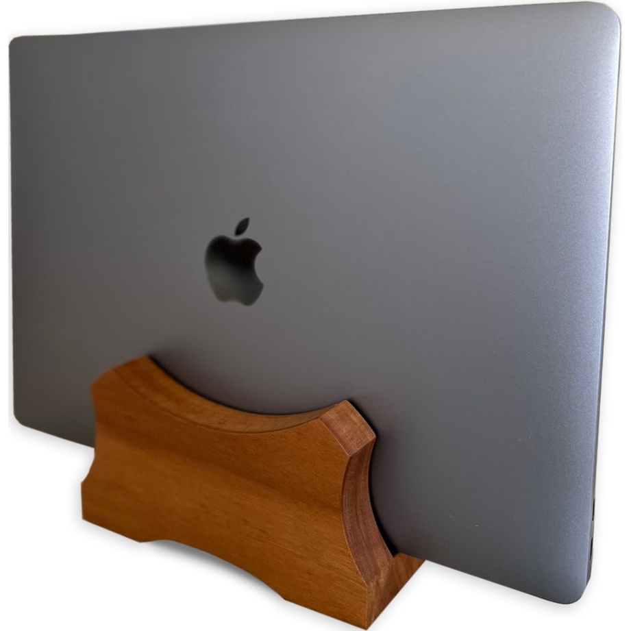 Suporte Vertical De Mesa P/ Macbook Laptop Em Madeira Stand