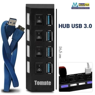 Hub Usb 3.0 4 Portas Chave On Led 5 Gbps Rápido Cabo Micro B TOMATE