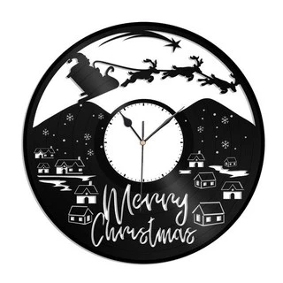 Feliz Natal - Relógio Disco De Vinil Decoração