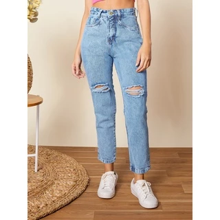 Calça Mom Jeans Rasgadin no Joelho