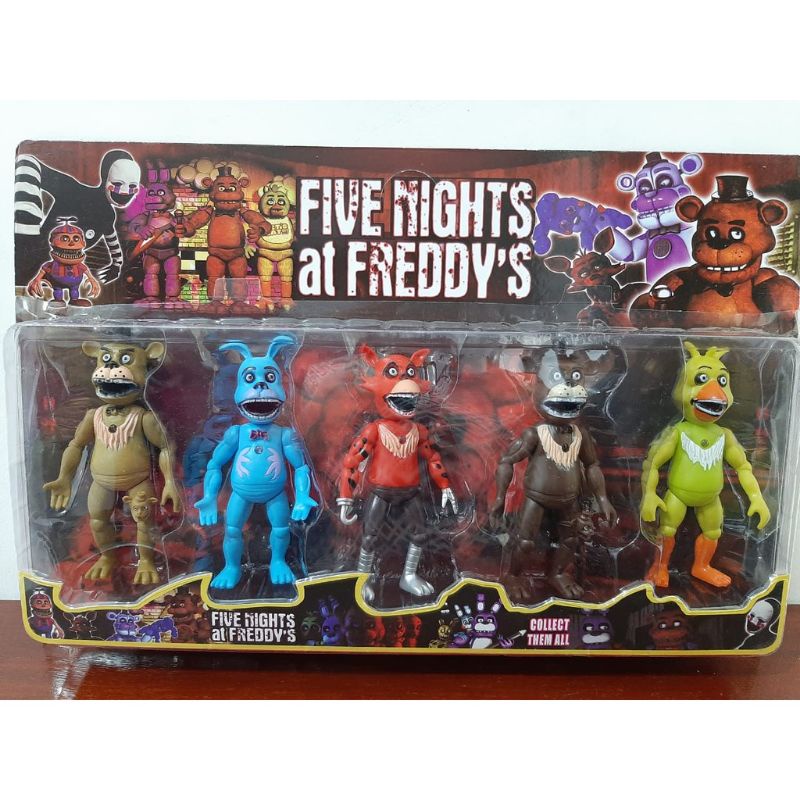 Kit 6 Bonecos Animatronics Five Nights At Freddy's Nightmare no
