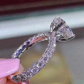 Anel Feminino De Noivado De Zircônia Total De Jóias De Luxo